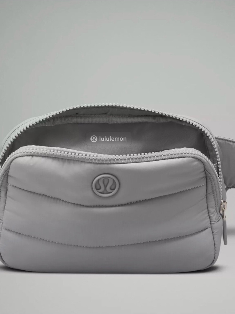 lululemon athletica WunderPuff Quilted Crossbody Pouch in Light Gray/ Silver